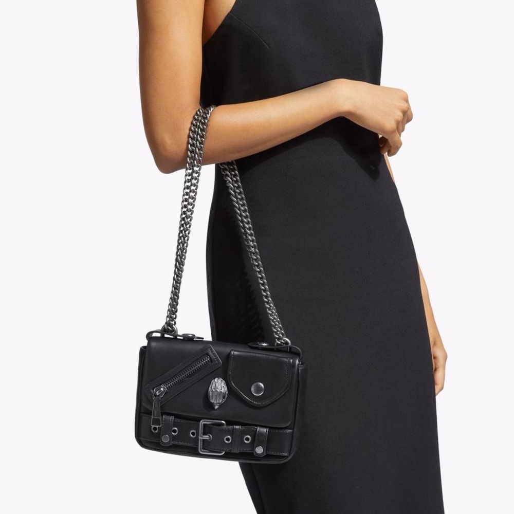 Kurt Geiger Black Crossbody Bag with Silver Accents Dust Bag - Picture 2 of 3